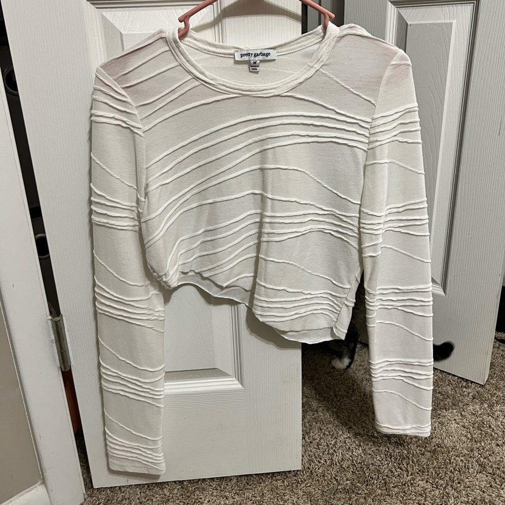 White asymmetrical long sleeve shirt